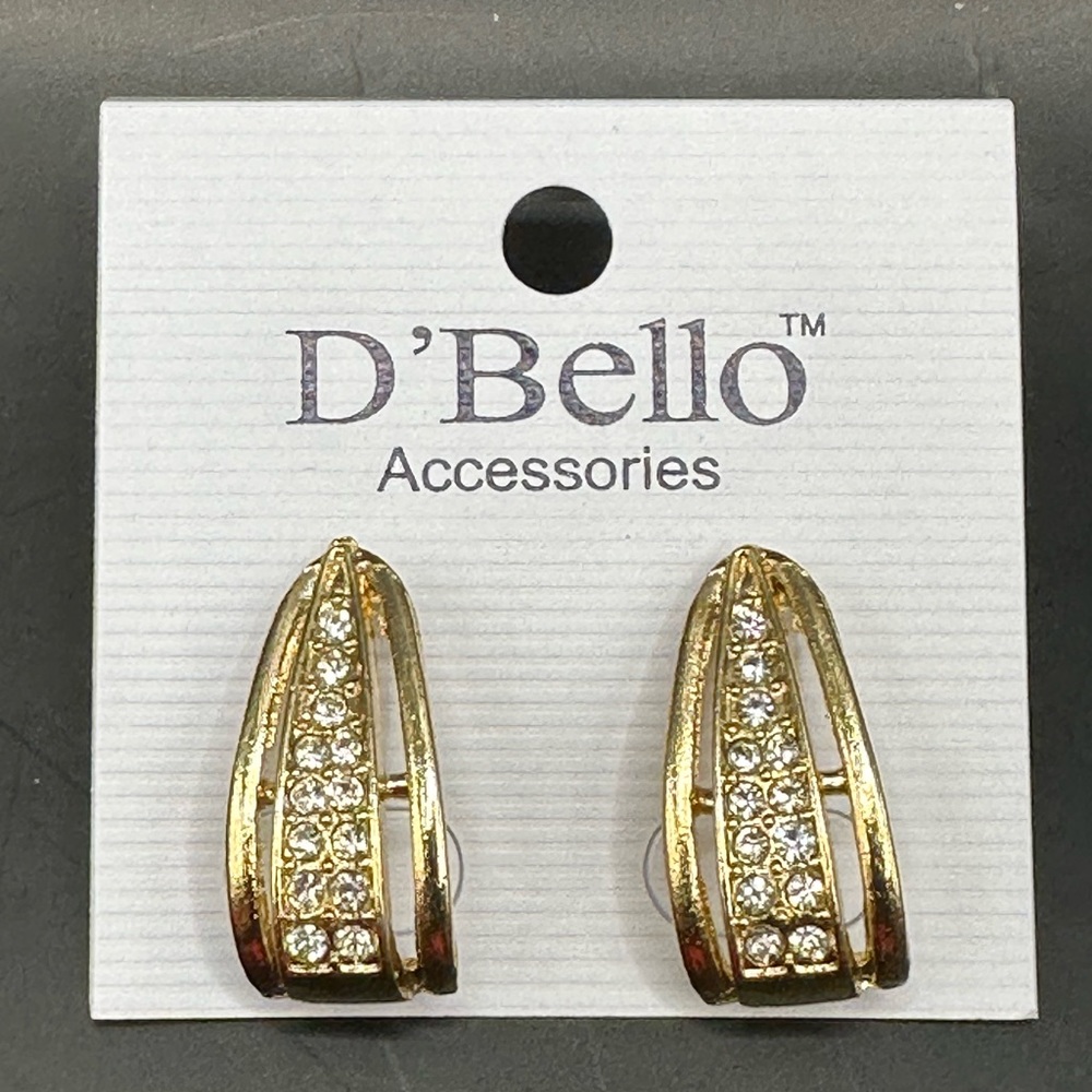 NEW!! D’Bello Gold-tone Rhinestone earrings